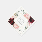 Rich Burgundy Blush Pink Floral Wedding Square Servet (Hoek)