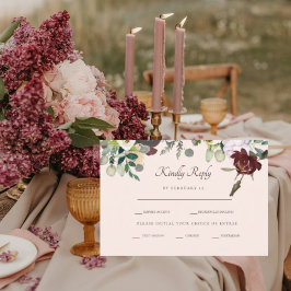 Rich Burgundy & Blush Wedding RSVP Kaartje