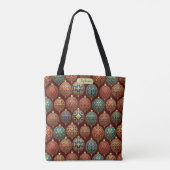 Rich Burgundy Classic Ornament Pattern Personalize Tote Bag (Achterkant)