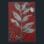 Rich Burgundy & Gray Artistic Waterverf Leaves Theedoek<br><div class="desc">Elegant keukenhanddoek is voorzien van een botanische artistieke waterverf in een rijk grof en grijs kleurenpalet met een waterverf blad, omgeven door olijftakken en een kolibrie omringd door een geometrische cirkelsamenstelling in zwarte en zilveraccenten. Voeg een beetje elegantie toe aan je keuken met deze stijlvolle, botanische keukenhanddoek. Een stijlvolle moderne...</div>