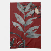 Rich Burgundy & Gray Artistic Waterverf Leaves