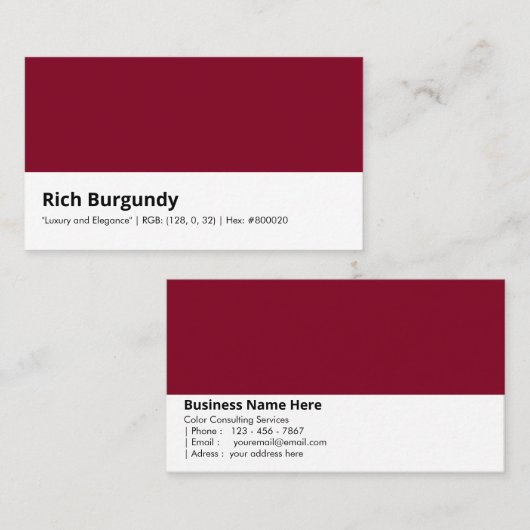 Rich Burgundy | "Luxe en elegantie" Visitekaartje (Voorkant / Achterkant)
