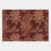 Rich Burgundy Red en Gold Damask Inpakpapier Vel (Voorkant 3)