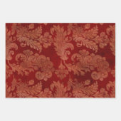 Rich Burgundy Red en Gold Damask Inpakpapier Vel (Voorkant)