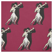 Rich Burgundy Retro Tango Dancers Stof (Swatch)