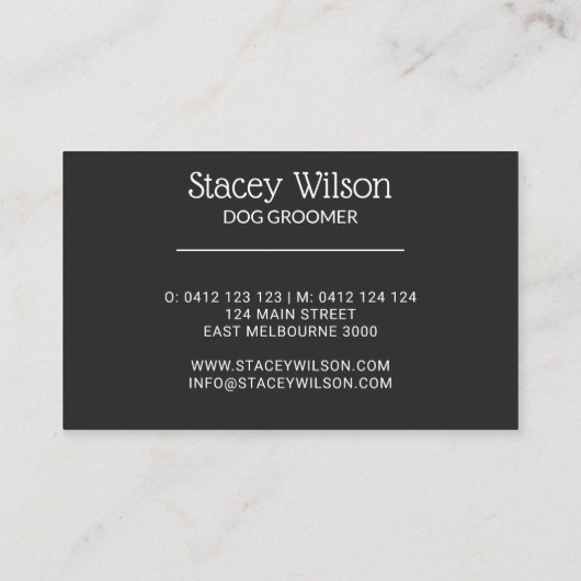 Rich Charcoal Paw Print Hond Walker | oppas Visitekaartje (Achterkant)