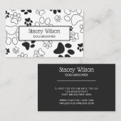 Rich Charcoal Paw Print Hond Walker | oppas Visitekaartje (Voorkant / Achterkant)