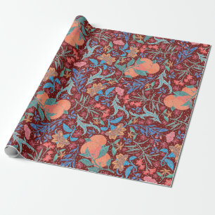 Rich Chili Red British Floral Cadeaupapier