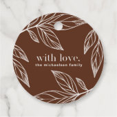 Rich Chocolate Brown Leaves Love with Name Bedankjes Labels (Achterkant)