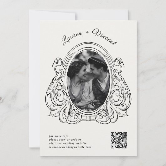 Rich Classic  Bloemen QR Code Trouwfoto Kaart (Achterkant)