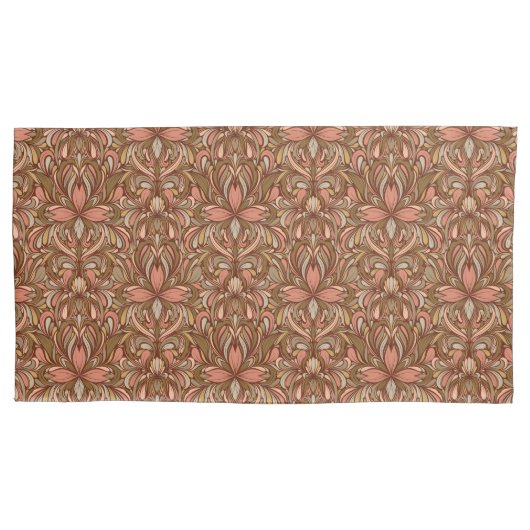 Rich Clay Art Nouveau Floral King Pillow Hoesje Kussensloop (Voorkant)