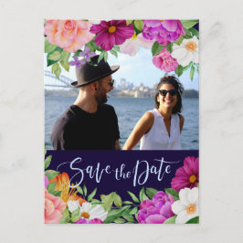 Rich Colorful Bouquets foto slaat de datum op Uitnodiging Briefkaart