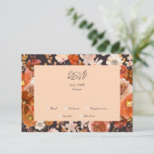 Rich Copper Floral Coral Waterverf Lijst RSVP Kaartje (Staand voorkant)