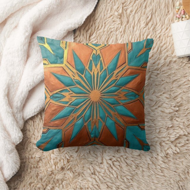 Rich Copper Metallic gold geometric starburst Kussen (Deken)