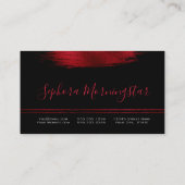 Rich Crimson Red Metallic Folie Paint Stroke Visitekaartje (Achterkant)