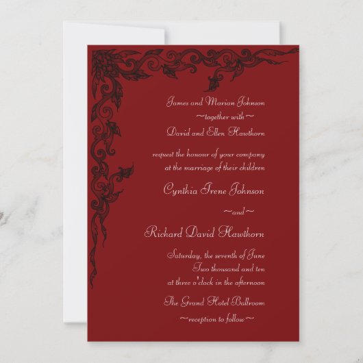 Rich Crimson Red Wedding Invitations Kaart (Voorkant)