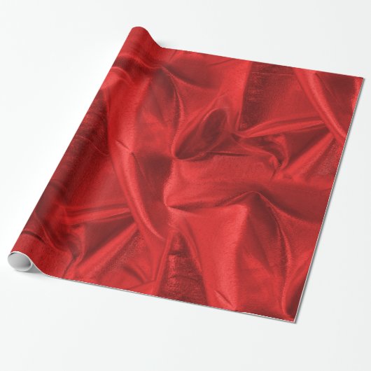 Rich Crumpled Metallic Red Faux Lame' Textuur Cadeaupapier (Uitgerold)
