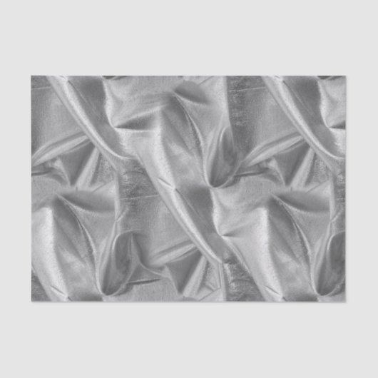 Rich Crumpled Metallic Silver Faux Lame' Textuur Tissuepapier (Voorkant)