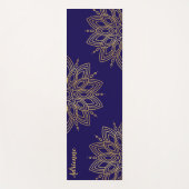 Rich Dark Blue and Faux Gold Mandala Yogamat (Voorkant)