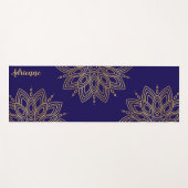 Rich Dark Blue and Faux Gold Mandala Yogamat (Voorkant (horizontaal))