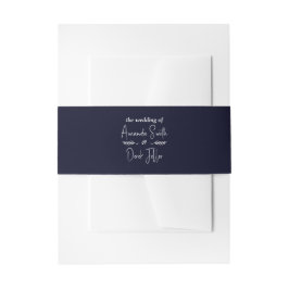Rich Dark Blue Wedding Invitation Belly Band Uitnodigingen Wikkel