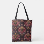 Rich Dark Gold Maroon Damask Pattern Tote Bag (Achterkant)