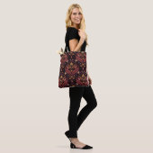 Rich Dark Gold Maroon Damask Pattern Tote Bag (Op model)
