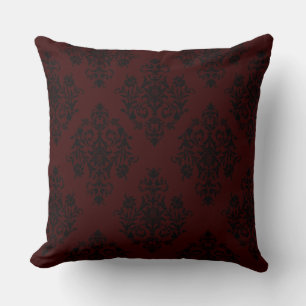 Rich Dark Red Color Stylish Damask-ontwerp Kussen