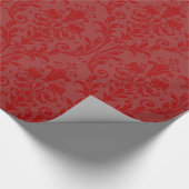 Rich Dark Red Floral Swirl Damask Cadeaupapier (Hoek)