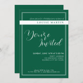 Rich Deep Green Aangepaste Verjaardag Uitnodiging (Voorkant / Achterkant)