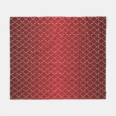 Rich Deep Red en Gold Quatrefoil Pattern Fleece Deken (Voorkant (Horizontaal))