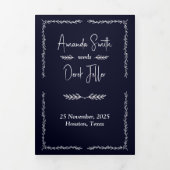 Rich donkerblauw zwart bruiloft drieluik uitnodiging (Cover)