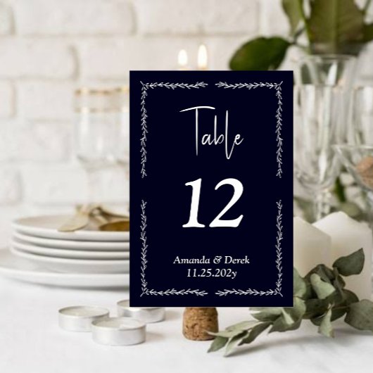 Rich Donkerblauw Zwart Trouwtafel Nummer Kaart
