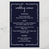 Rich Donkerblauw Zwart Wedding Menu Kaart (Voorkant)
