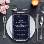 Rich Donkerblauw Zwart Wedding Menu Kaart