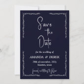 Rich Donkerblauw Zwart Wedding Save the Date (Voorkant)