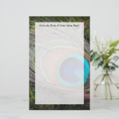 Rich, Elegant Peacock Feather Foto Briefpapier (Staand voorkant)