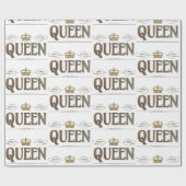 Rich Elegant QUEEN Royalty Lettering Crown Cadeaupapier (Vlak)