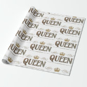 Rich Elegant QUEEN Royalty Lettering Crown Cadeaupapier (Uitgerold)