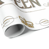 Rich Elegant QUEEN Royalty Lettering Crown Cadeaupapier (Rol Hoek)