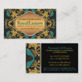 Rich Elegant Royal Eastern Blauwgroen Black Gold B Visitekaartje (Voorkant / Achterkant)