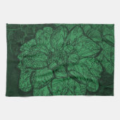 Rich Emerald Green Floral Pattern Theedoek (Horizontaal)