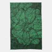 Rich Emerald Green Floral Pattern Theedoek (Verticaal)