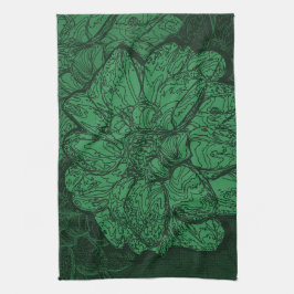 Rich Emerald Green Floral Pattern Theedoek