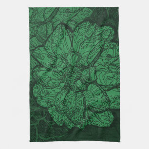 Rich Emerald Green Floral Pattern Theedoek
