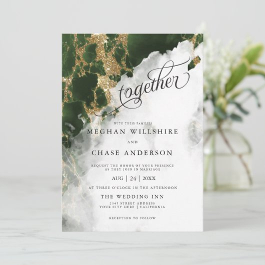 Rich Emerald Green Waterverf Geode Barefoot Bride™ (Staand voorkant)