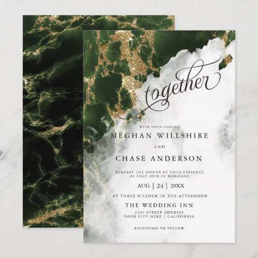 Rich Emerald Green Waterverf Geode Barefoot Bride™ (Voorkant / Achterkant)