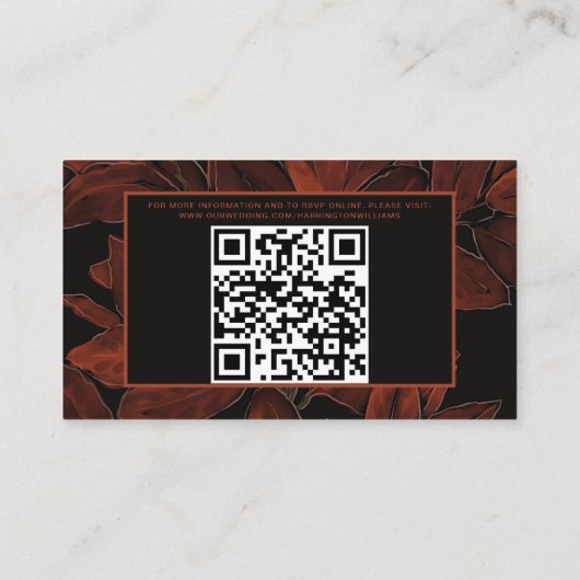 Rich Fall Autumn Wedding Details Card Moody Leaves Informatiekaartje (Achterkant)