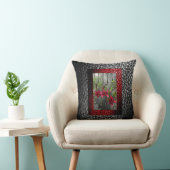 Rich Faux Leather collectie - Red Floral design 2 Kussen (Stoel)