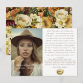 Rich Floral Funeral Memorial Herdenking sympathie Informatiekaartje (Voorkant / Achterkant)